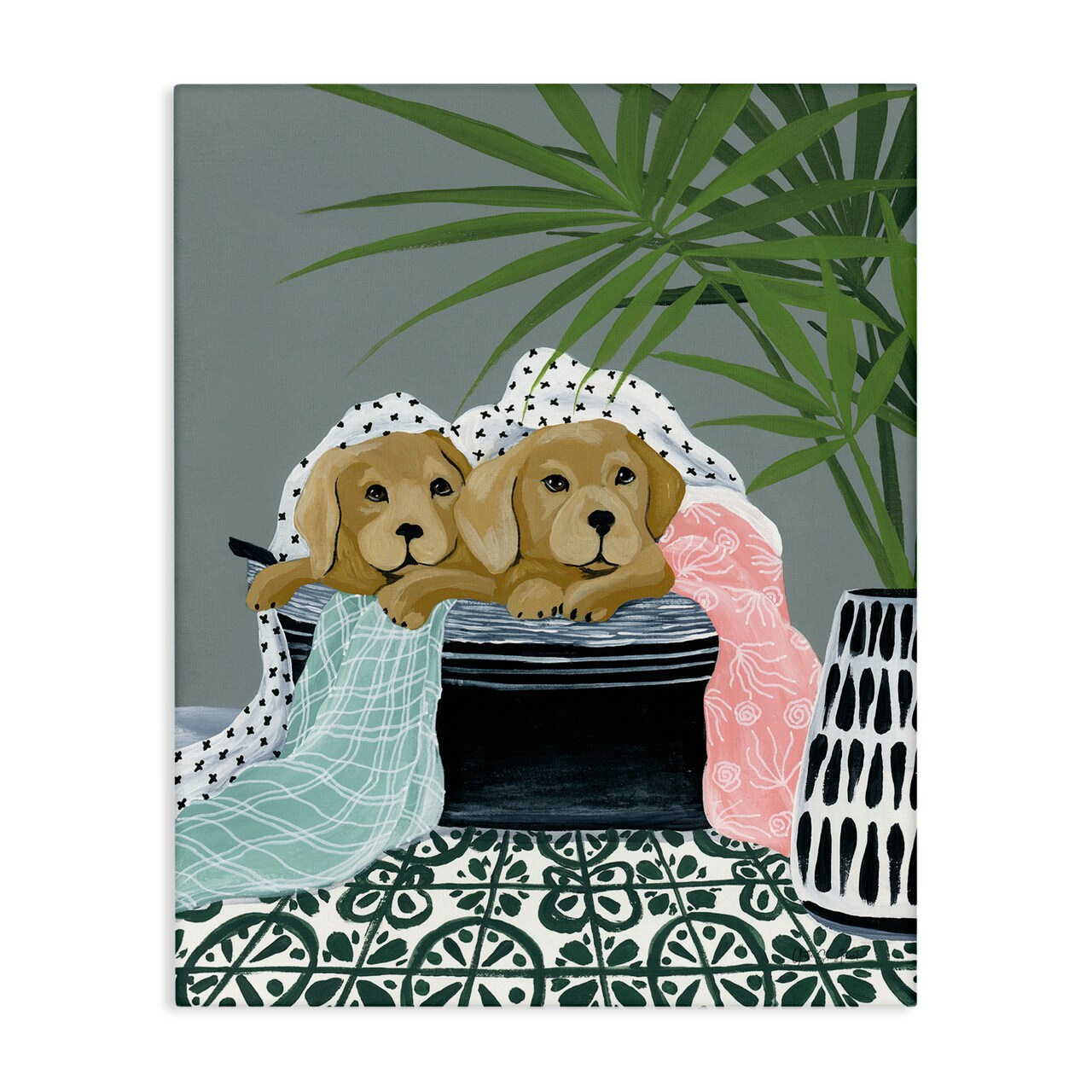 Stupell Industries Cuddling Laundry Dogs Canvas Wall Art Design by Yvette St. Amant